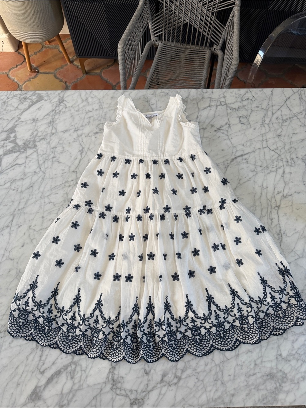 Chasing Fireflies White cotton embroidered dress Sz 7-8Y
